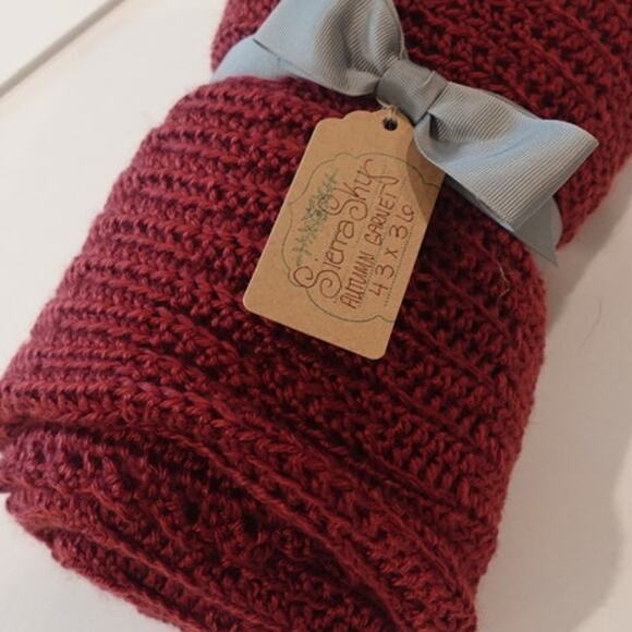 An AUTUMN GARNET HUG Crochet Baby Afghan Blanket - Picture 10 of 11
